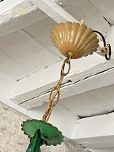 Load image into Gallery viewer, Charming Florentine Chandelier Painted Tole Metal Flowers 70's Italian Ceiling