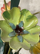 Load image into Gallery viewer, Charming Florentine Chandelier Painted Tole Metal Flowers 70's Italian Ceiling