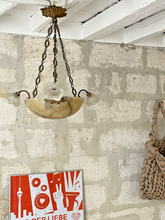 Load image into Gallery viewer, 1900 Gorgeous Antique French Alabaster Pendant Chandelier Ceiling Gilded Bronze