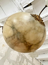 Load image into Gallery viewer, 1900 Gorgeous Antique French Alabaster Pendant Chandelier Ceiling Gilded Bronze