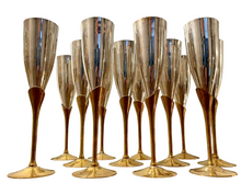 Load image into Gallery viewer, Charming Set of x12 Vintage Champagne Flutes - Brass & Silverplated Metal - 9"