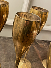Load image into Gallery viewer, Charming Set of x6 Vintage Champagne Flutes - Brass & Silverplated Metal - 9"