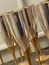 Load image into Gallery viewer, Charming Set of x12 Vintage Champagne Flutes - Brass & Silverplated Metal - 9"