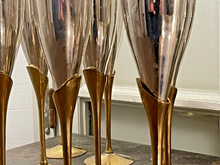 Load image into Gallery viewer, Charming Set of x12 Vintage Champagne Flutes - Brass & Silverplated Metal - 9"