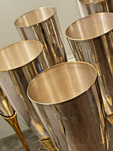 Load image into Gallery viewer, Charming Set of x12 Vintage Champagne Flutes - Brass & Silverplated Metal - 9"