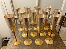 Load image into Gallery viewer, Charming Set of x12 Vintage Champagne Flutes - Brass & Silverplated Metal - 9"