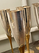 Load image into Gallery viewer, Charming Set of x12 Vintage Champagne Flutes - Brass & Silverplated Metal - 9"