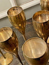 Load image into Gallery viewer, Charming Set of x6 Vintage Champagne Flutes - Brass & Silverplated Metal - 9"