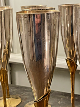 Load image into Gallery viewer, Charming Set of x12 Vintage Champagne Flutes - Brass & Silverplated Metal - 9"