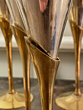 Load image into Gallery viewer, Charming Set of x12 Vintage Champagne Flutes - Brass & Silverplated Metal - 9"