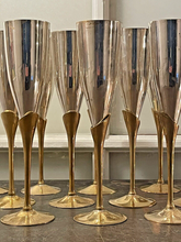 Load image into Gallery viewer, Charming Set of x12 Vintage Champagne Flutes - Brass & Silverplated Metal - 9"