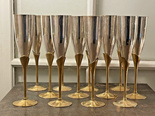 Load image into Gallery viewer, Charming Set of x12 Vintage Champagne Flutes - Brass & Silverplated Metal - 9"