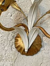 Load image into Gallery viewer, Gorgeous Florentine PAIR Wall Light Gilt Enameled Metal Tole 1980 Italian
