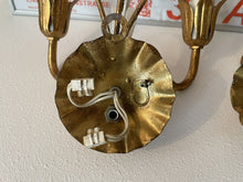 Load image into Gallery viewer, Gorgeous Florentine PAIR Wall Light Gilt Enameled Metal Tole 1980 Italian