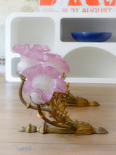 Load image into Gallery viewer, RARE Antique PAIR French Gilded Bronze Wall Light Sconce Pink Glass Shade 19TH