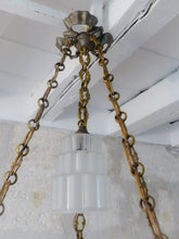 Load image into Gallery viewer, RARE Antique French 3x Cherubs Spelter & Glass Chandelier Ceiling Putti 5 Lights