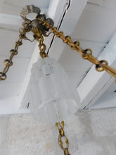 Load image into Gallery viewer, RARE Antique French 3x Cherubs Spelter & Glass Chandelier Ceiling Putti 5 Lights