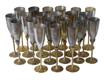 Load image into Gallery viewer, Charming Set of x20 Vintage Champagne Flutes Brass & Silverplated Metal - 9" MIX