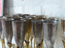 Load image into Gallery viewer, Charming Set of x20 Vintage Champagne Flutes Brass & Silverplated Metal - 9" MIX