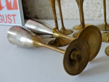Load image into Gallery viewer, Charming Set of x20 Vintage Champagne Flutes Brass & Silverplated Metal - 9" MIX