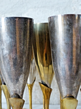 Load image into Gallery viewer, Charming Set of x20 Vintage Champagne Flutes Brass & Silverplated Metal - 9" MIX