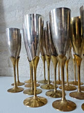 Load image into Gallery viewer, Charming Set of x20 Vintage Champagne Flutes Brass & Silverplated Metal - 9" MIX