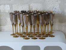 Load image into Gallery viewer, Charming Set of x20 Vintage Champagne Flutes Brass & Silverplated Metal - 9" MIX