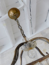 Load image into Gallery viewer, Charming Antique Chandelier Pagoda Lantern Prisms 1930 Italian Ceiling 8 fires