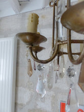 Load image into Gallery viewer, Charming Antique Chandelier Pagoda Lantern Prisms 1930 Italian Ceiling 8 fires