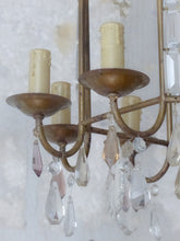 Load image into Gallery viewer, Charming Antique Chandelier Pagoda Lantern Prisms 1930 Italian Ceiling 8 fires