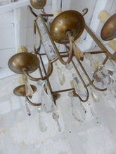 Load image into Gallery viewer, Charming Antique Chandelier Pagoda Lantern Prisms 1930 Italian Ceiling 8 fires