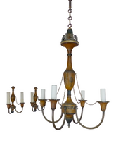 Load image into Gallery viewer, RARE Set French Antique Chandelier + Pair Wall Lights Wood Empire late 19TH
