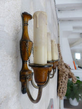 Load image into Gallery viewer, RARE Set French Antique Chandelier + Pair Wall Lights Wood Empire late 19TH