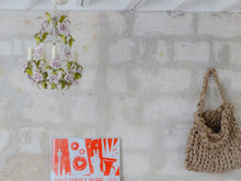 Load image into Gallery viewer, Charming Large Vintage Italian Chandelier Toleware & Porcelain Flowers Foliage 2