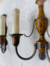 Load image into Gallery viewer, RARE Set French Antique Chandelier + Pair Wall Lights Wood Empire late 19TH