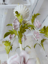 Load image into Gallery viewer, Charming Large Vintage Italian Chandelier Toleware & Porcelain Flowers Foliage 2