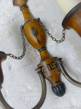 Load image into Gallery viewer, RARE Set French Antique Chandelier + Pair Wall Lights Wood Empire late 19TH