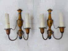 Load image into Gallery viewer, RARE Set French Antique Chandelier + Pair Wall Lights Wood Empire late 19TH