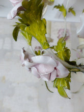 Load image into Gallery viewer, Charming Large Vintage Italian Chandelier Toleware & Porcelain Flowers Foliage 2