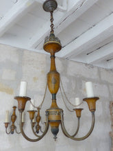 Load image into Gallery viewer, RARE Set French Antique Chandelier + Pair Wall Lights Wood Empire late 19TH