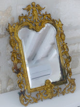 Load image into Gallery viewer, Gorgeous Large Antique 1880 French Bronze Mirror Rare Angel & Mascaron Heads