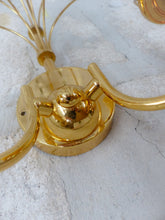 Load image into Gallery viewer, RARE Vintage Waterfall Pair Wall Light Pink Glass Drops 1970 MURANO Brass VENINI