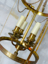 Load image into Gallery viewer, Gorgeous XL Vintage Hall Lantern Chandelier Gilded Bronze Brass Ceiling Ribbon