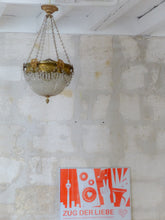 Load image into Gallery viewer, Gorgeous Antique 1920 Louis XVI Chandelier Ribbon Bronze Brass Beads Ceiling
