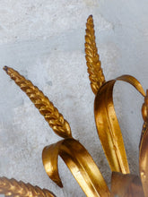 Load image into Gallery viewer, Gorgeous Vintage Pair of French Gilt Metal Ear Wheat Sconces Hollywood Regency