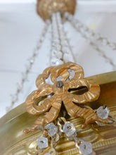 Load image into Gallery viewer, Gorgeous Antique 1920 Louis XVI Chandelier Ribbon Bronze Brass Beads Ceiling