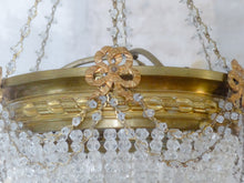 Load image into Gallery viewer, Gorgeous Antique 1920 Louis XVI Chandelier Ribbon Bronze Brass Beads Ceiling