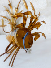 Load image into Gallery viewer, Vintage Set 3x Wall Lights French Gilt Metal Ear Wheat Sconces Hollywood Regency