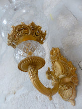 Load image into Gallery viewer, Large Vintage French Bronze Rococo 20TH Wall Light Sconce LouisXV Carved Crystal