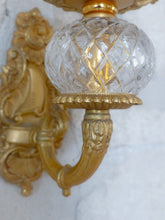Load image into Gallery viewer, Large Vintage French Bronze Rococo 20TH Wall Light Sconce LouisXV Carved Crystal